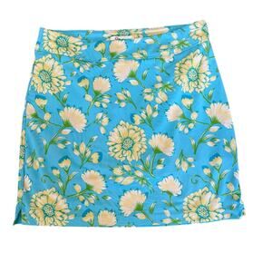 Greg Norman Golf Skort Women's Size XS Blue Yellow Floral Tenniscore Activewear